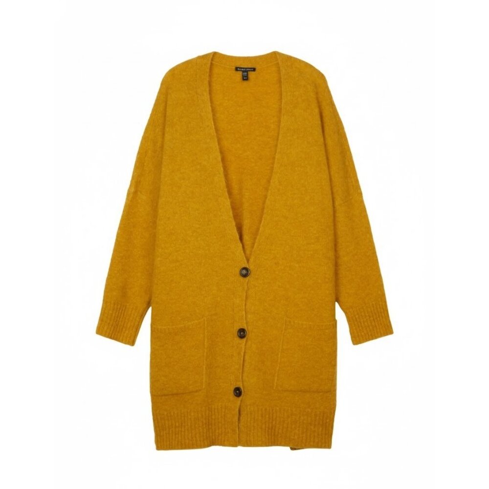 NWT Eileen Fisher V-neck Cardi Burnished Gold Mohair Plush Melange Cardigan XL